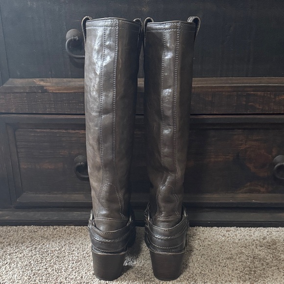 Frye Rich Brown Leather Boots with Strap Detail - Picture 8 of 16